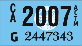 2007 YEAR STICKER ON CALIFORNIA LICENSE PLATE