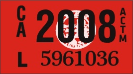 2008 YEAR STICKER ON CALIFORNIA LICENSE PLATE