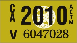 2010 YEAR STICKER ON CALIFORNIA LICENSE PLATE - California License Plate