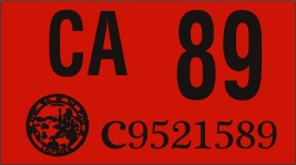 1989 YEAR STICKER ON CALIFORNIA LICENSE PLATE