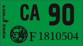 1990 YEAR STICKER ON CALIFORNIA LICENSE PLATE