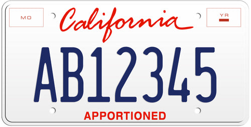 CALIFORNIA APPORTIONED LICENSE PLATE