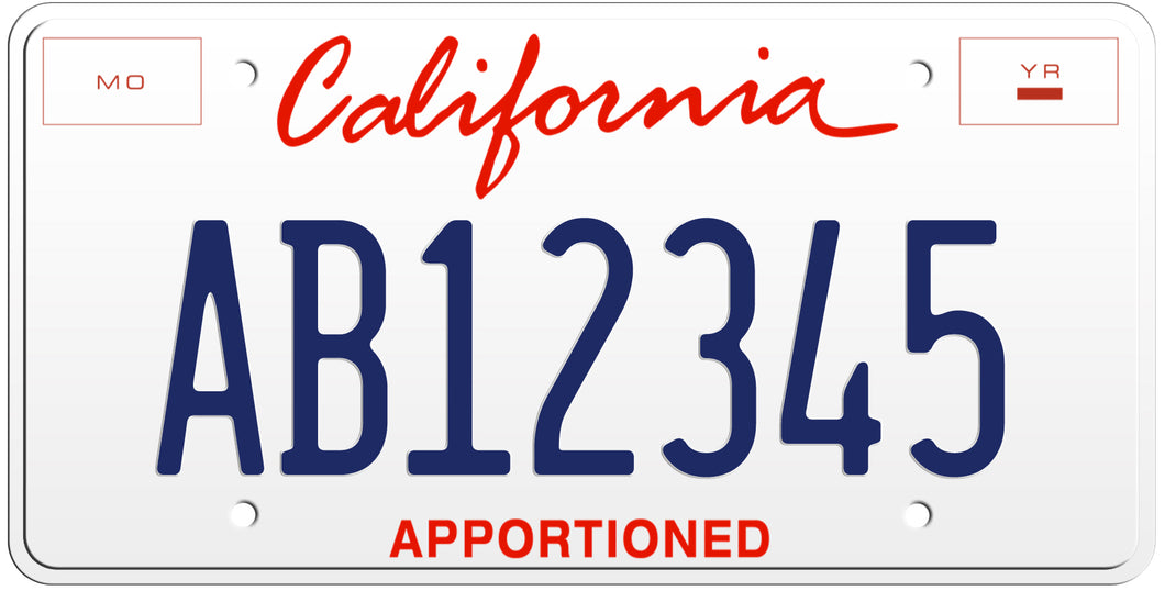 CALIFORNIA APPORTIONED LICENSE PLATE