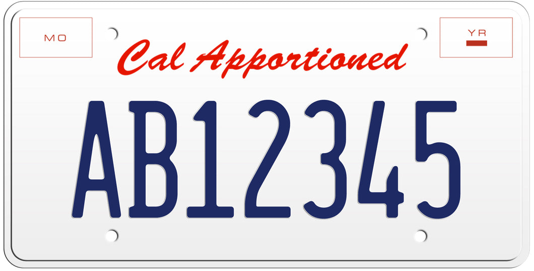 CALIFORNIA CAL APPORTIONED LICENSE PLATE