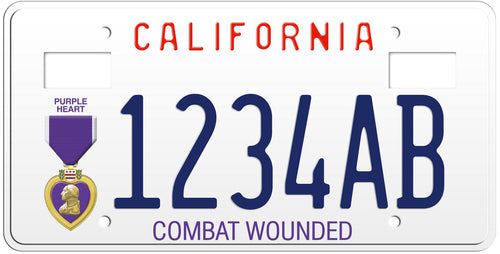 CALIFORNIA COMBAT WOUNDED PURPLE HEART LICENSE PLATE