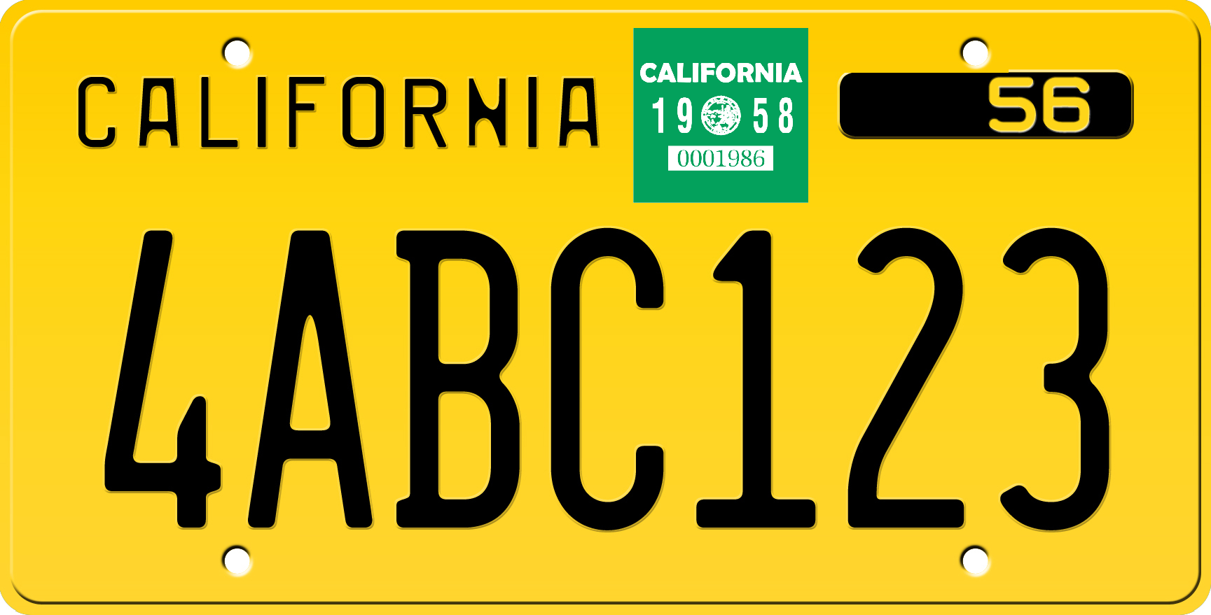 1958 年カリフォルニア ナンバー プレート 6 インチ x 12 インチ 1958 年カリフォルニア ナンバー プレート 6 インチ x 12 インチ