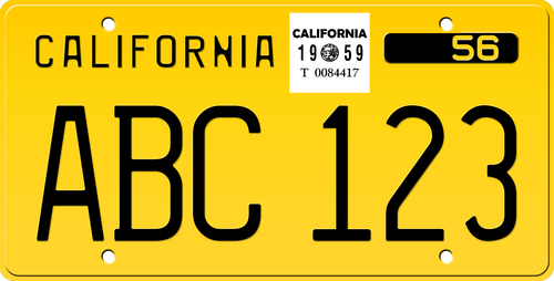 1959 CALIFORNIA LICENSE PLATE