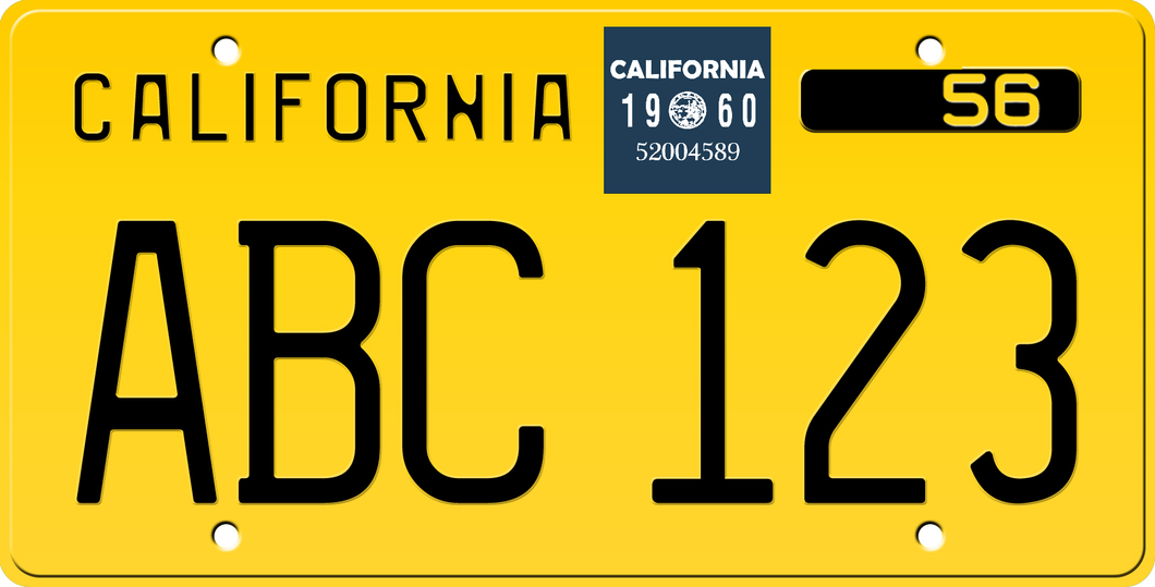 1960 CALIFORNIA LICENSE PLATE