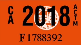 2018 YEAR STICKER ON CALIFORNIA LICENSE PLATE