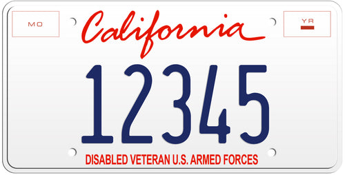 CALIFORNIA DISABLED VETERAN U.S. ARMED FORCES LICENSE PLATE