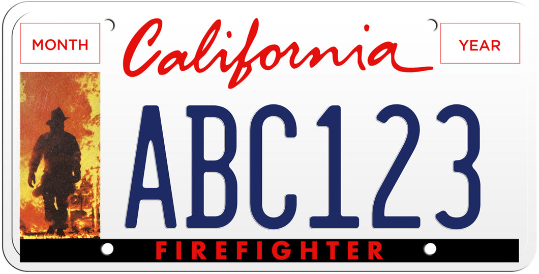CALIFORNIA FIREFIGHTER LICENSE PLATE