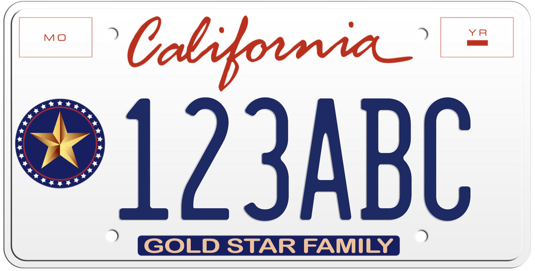 CALIFORNIA GOLD STAR FAMILY LICENSE PLATE
