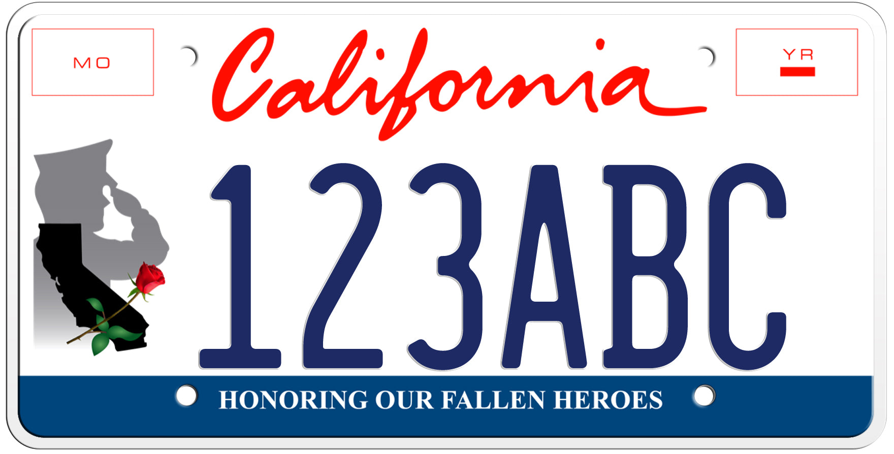 CALIFORNIA HONORING OUR FALLEN HEROES LICENSE PLATE 6&quot;x12&quot; (156.5mm x