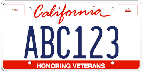 CALIFORNIA HONORING VETERANS LICENSE PLATE