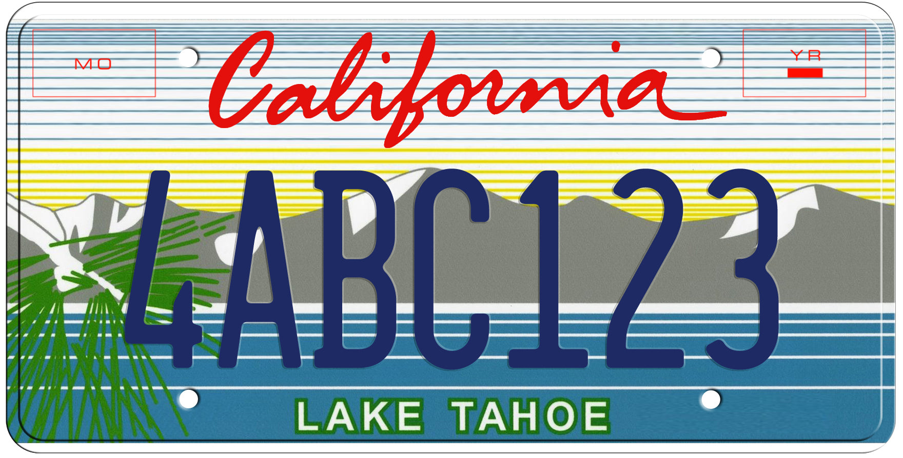 3XXY986, License plate without vehicle (California) License plate of the USA