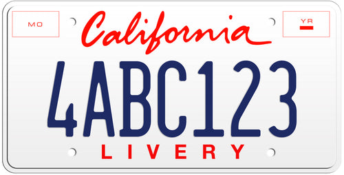 CALIFORNIA LIVERY LICENSE PLATE