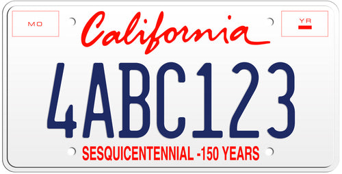 2000 CALIFORNIA SESQUICENTENNIAL - 150 YEARS LICENSE PLATE