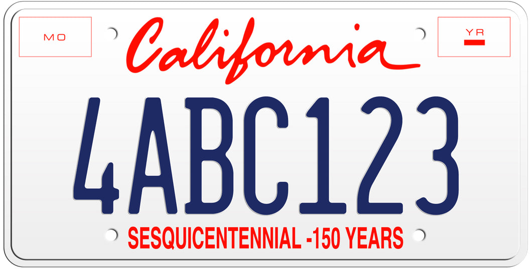 1999 CALIFORNIA SESQUICENTENNIAL - 150 YEARS LICENSE PLATE