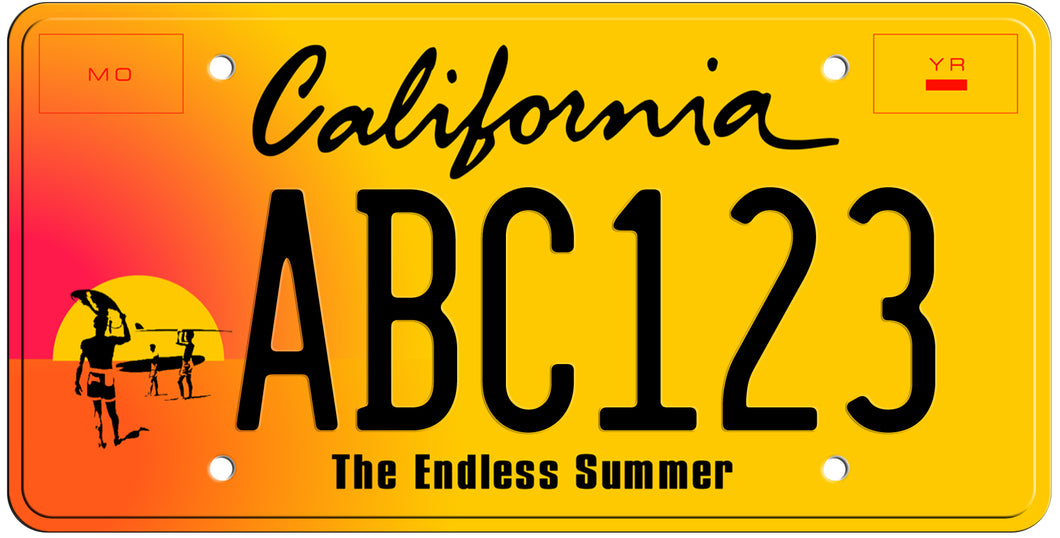CALIFORNIA THE ENDLESS SUMMER LICENSE PLATE