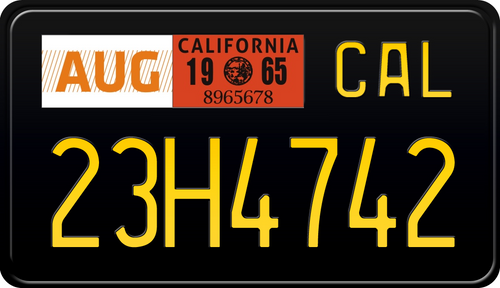 1965 CALIFORNIA MOTORCYCLE LICENSE PLATE