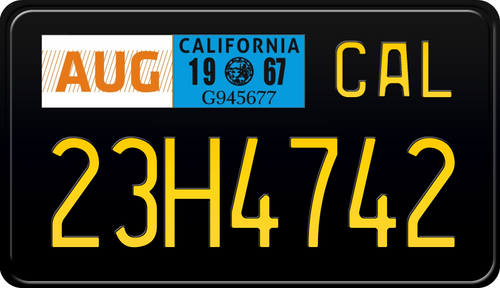1967 CALIFORNIA MOTORCYCLE LICENSE PLATE