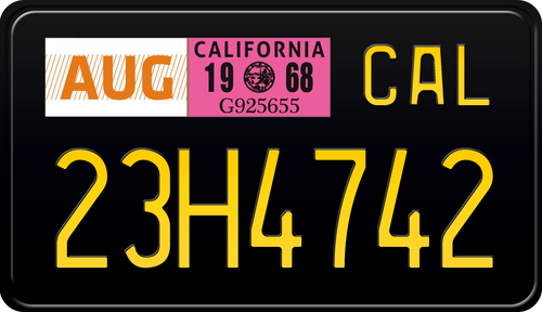 1968 CALIFORNIA MOTORCYCLE LICENSE PLATE
