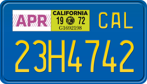 1972 CALIFORNIA MOTORCYCLE LICENSE PLATE