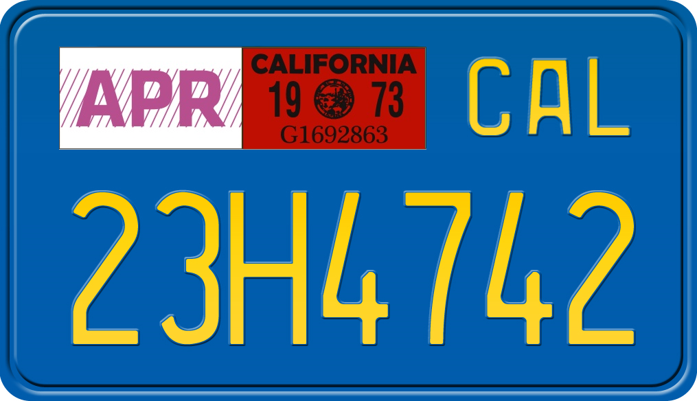1973 CALIFORNIA MOTORCYCLE LICENSE PLATE