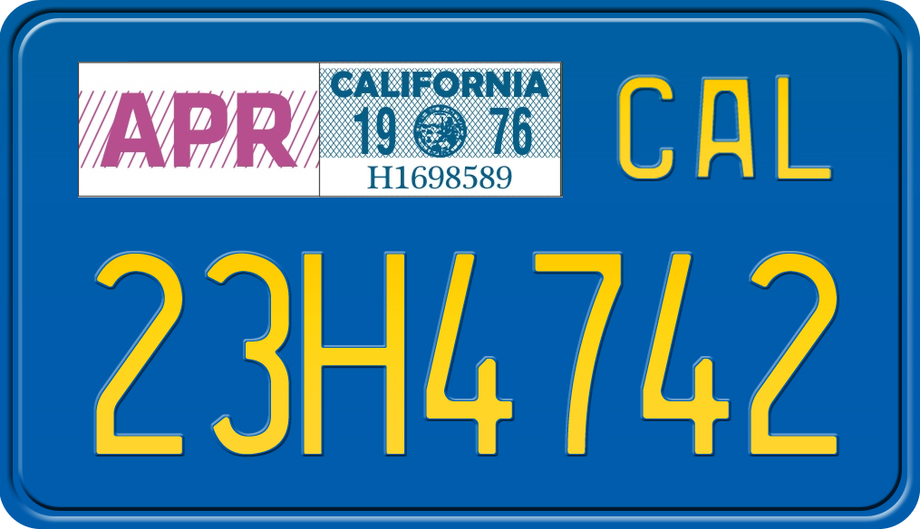 1976 CALIFORNIA MOTORCYCLE LICENSE PLATE