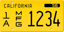 Load image into Gallery viewer, 1961 CALIFORNIA MFG (MANUFACTURER) LICENSE PLATE 6&quot;x12&quot; (156.5mm x 305mm) - California License Plate
