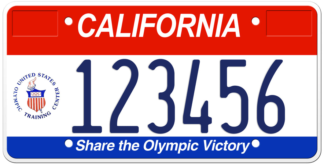 CALIFORNIA SHARE THE OLYMPIC VICTORY LICENSE PLATE