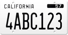 Load image into Gallery viewer, 1957 California License Plate - White License Plate with Black Text

