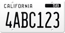 Load image into Gallery viewer, 1958 California License Plate - White License Plate with Black Text.
