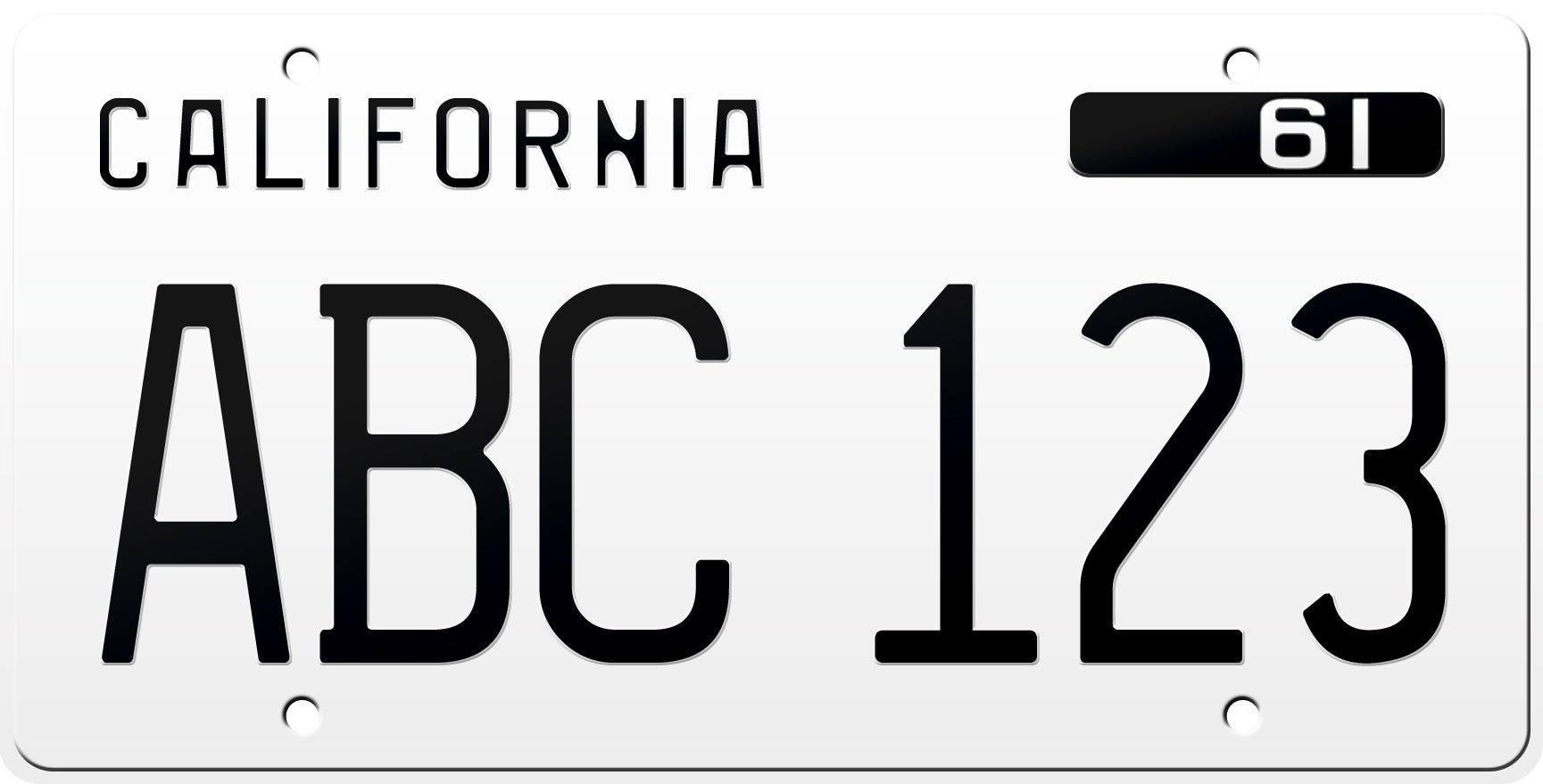1961 CALIFORNIA LICENSE PLATE - WHITE WITH BLACK TEXT 6"x12" (156.5mm x 305mm)
