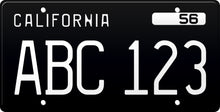 Load image into Gallery viewer, 1956 California License Plate - Black License Plate with White Text
