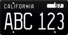 Load image into Gallery viewer, 1957 California License Plate - Black License Plate with White Text
