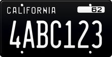 Load image into Gallery viewer, 1962 California License Plate - Black License Plate with White Text.
