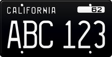 Load image into Gallery viewer, 1962 California License Plate - Black License Plate with White Text.
