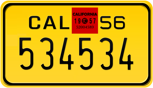 1957 CALIFORNIA MOTORCYCLE LICENSE PLATE