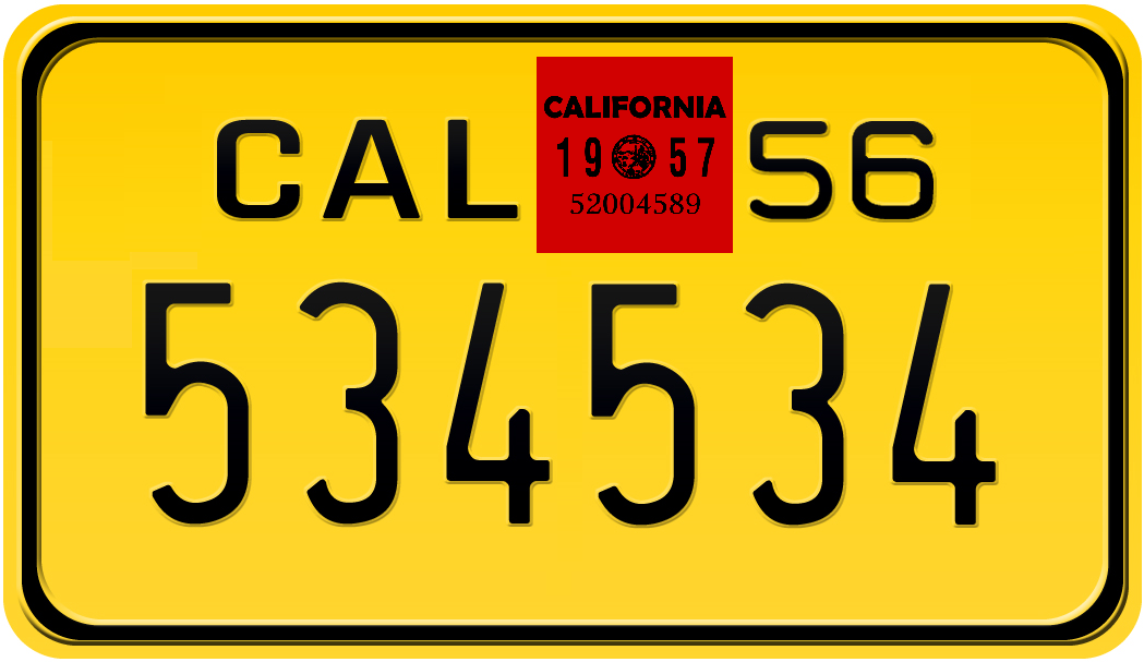 1957 CALIFORNIA MOTORCYCLE LICENSE PLATE