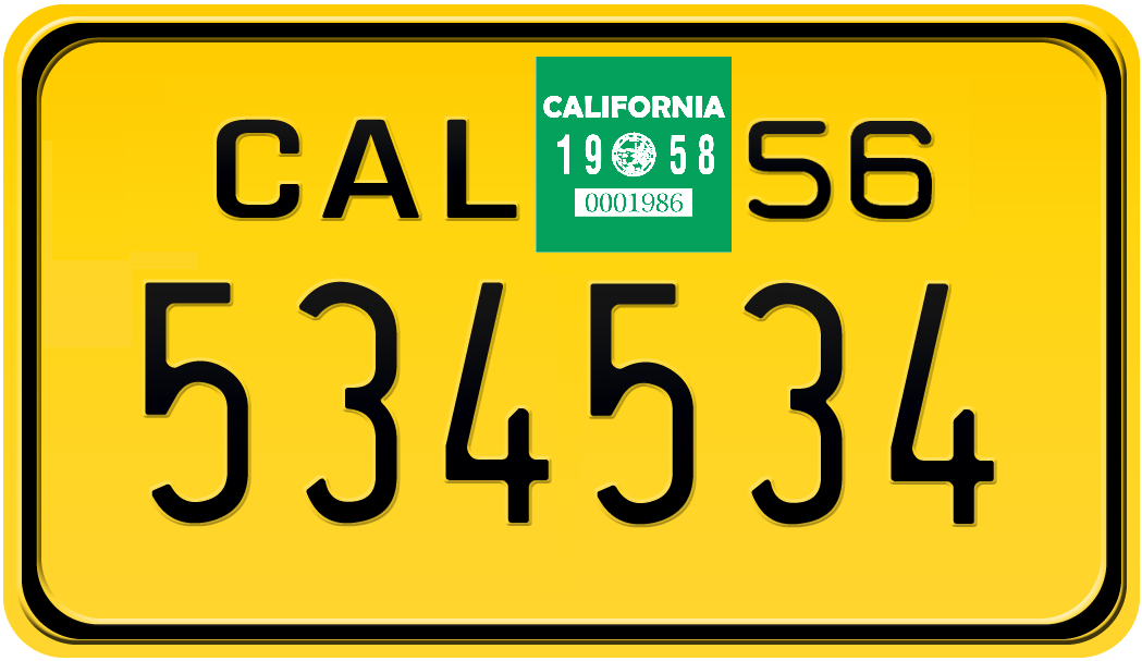 1958 CALIFORNIA MOTORCYCLE LICENSE PLATE