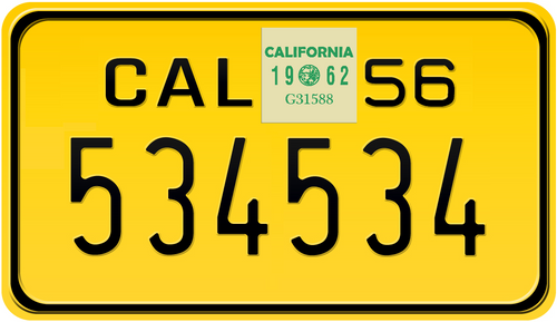 1962 CALIFORNIA MOTORCYCLE LICENSE PLATE