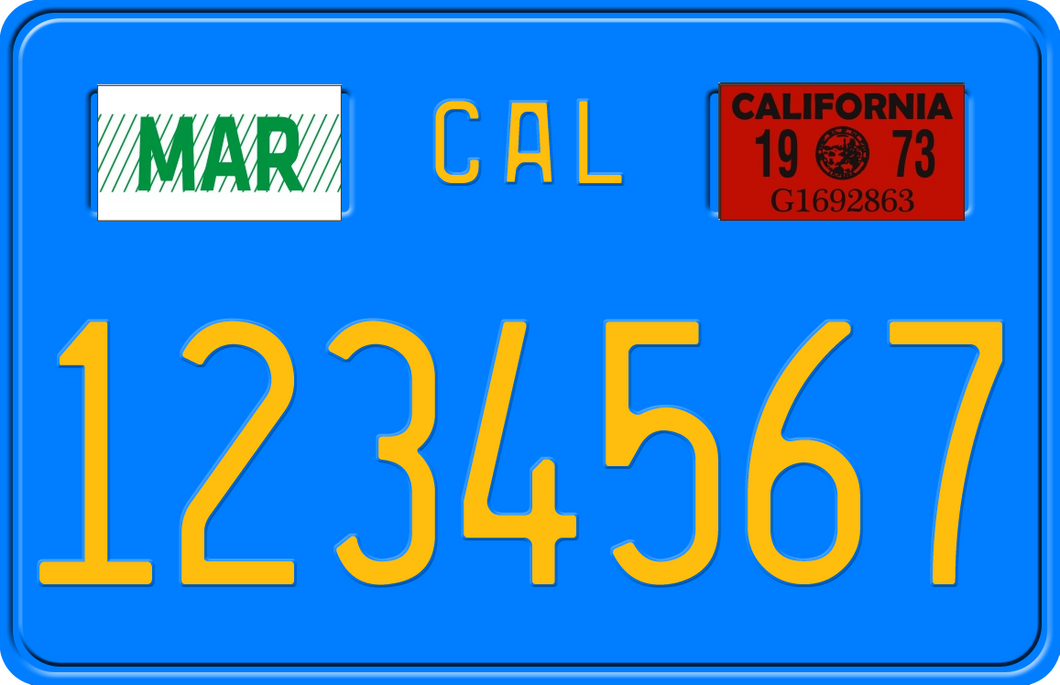 1973 CALIFORNIA MOTORCYCLE LICENSE PLATE