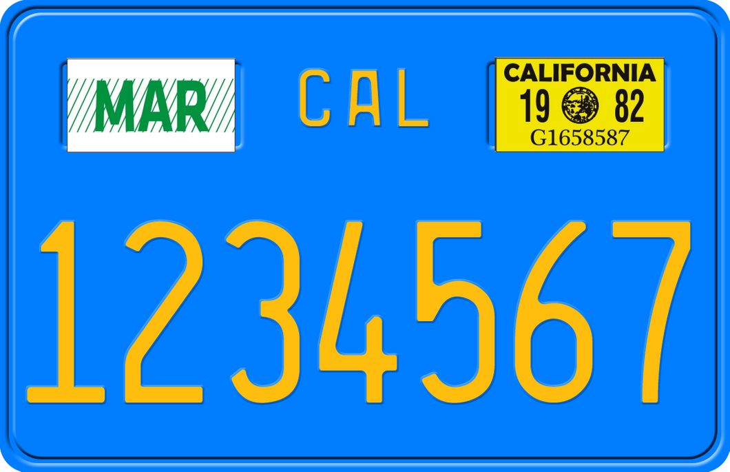 1982 CALIFORNIA MOTORCYCLE LICENSE PLATE