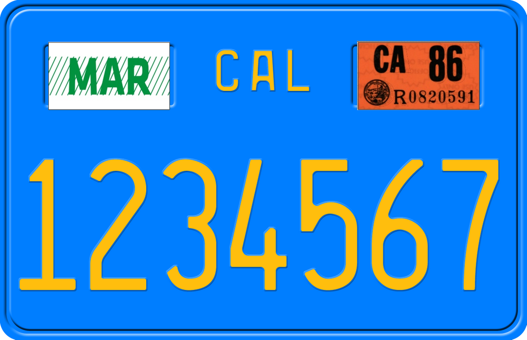 1986 CALIFORNIA MOTORCYCLE LICENSE PLATE