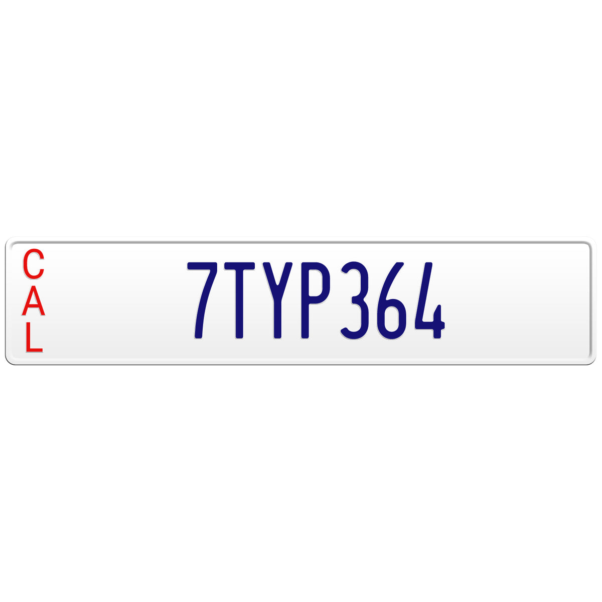 CALIFORNIA WHITE EURO STYLE LICENSE PLATE 20.44" x 4.38" (520mm x 110m
