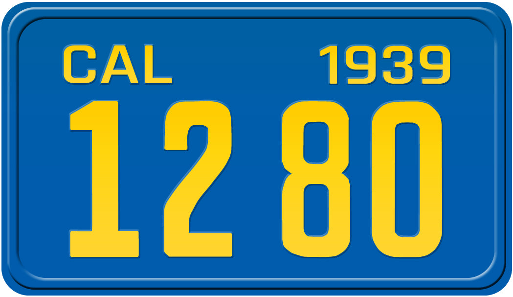 1939 CALIFORNIA MOTORCYCLE LICENSE PLATE