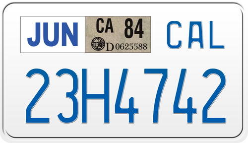 1984 CALIFORNIA MOTORCYCLE LICENSE PLATE