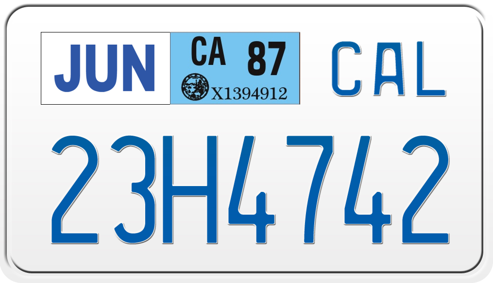 1987 CALIFORNIA MOTORCYCLE LICENSE PLATE