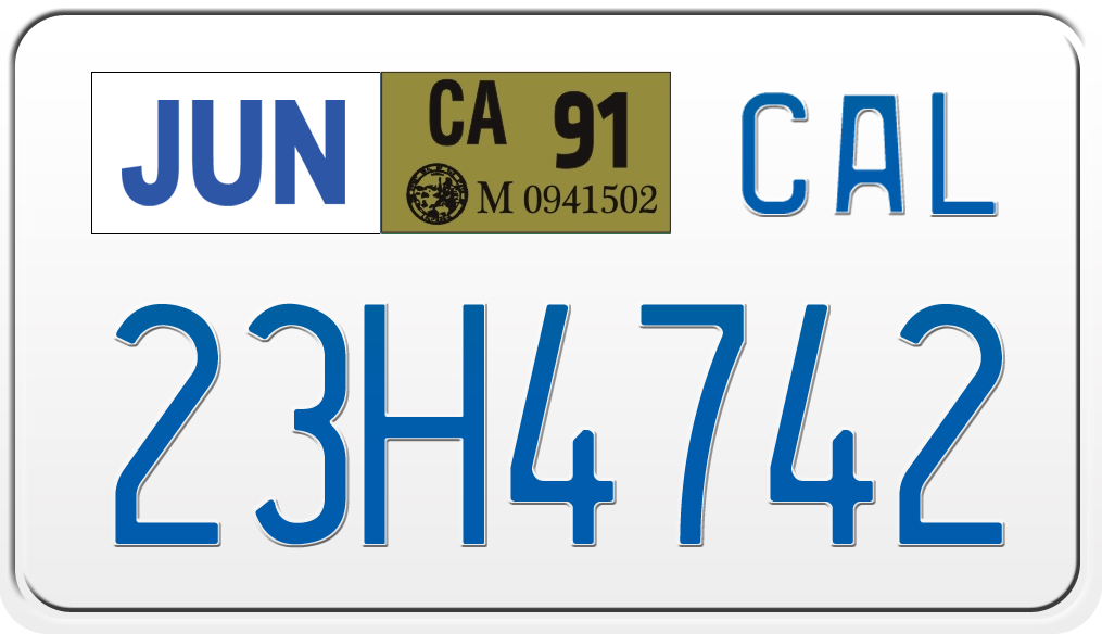 1991 CALIFORNIA MOTORCYCLE LICENSE PLATE